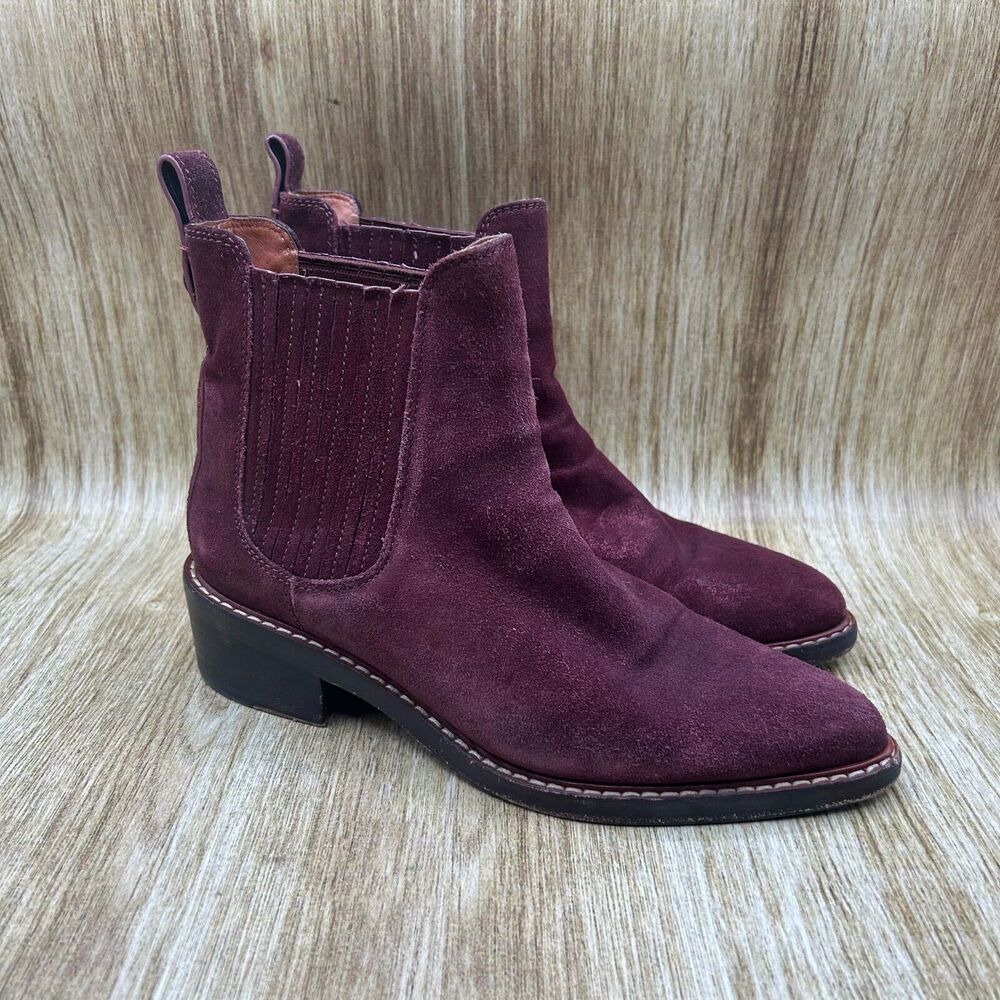 Coach Bowery Chelsea Boots Women's Size 6B Red Suede Ankle‎ Boots Shoes G1288